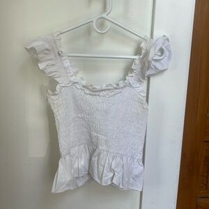 White Ruffled Women's Top
